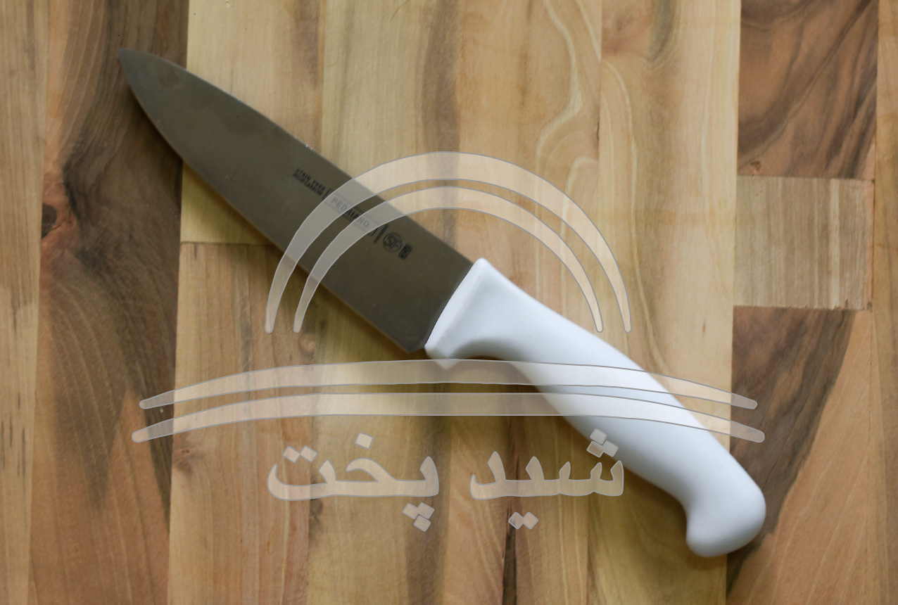 چاقو آشپزخانه قصابی pedriano (sf) دسته فایبر گلاس سفید لبه گرد 